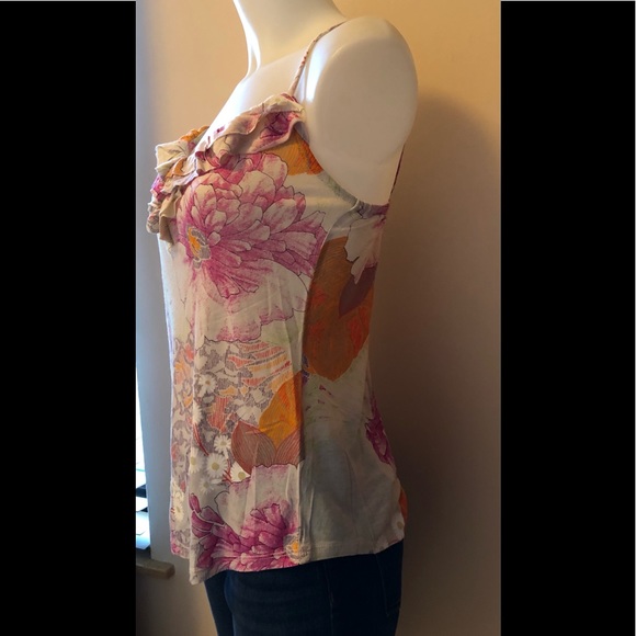 OLD NAVY RUFFLED V NECK FLORAL TANK Sz XS/TP - Picture 5 of 12
